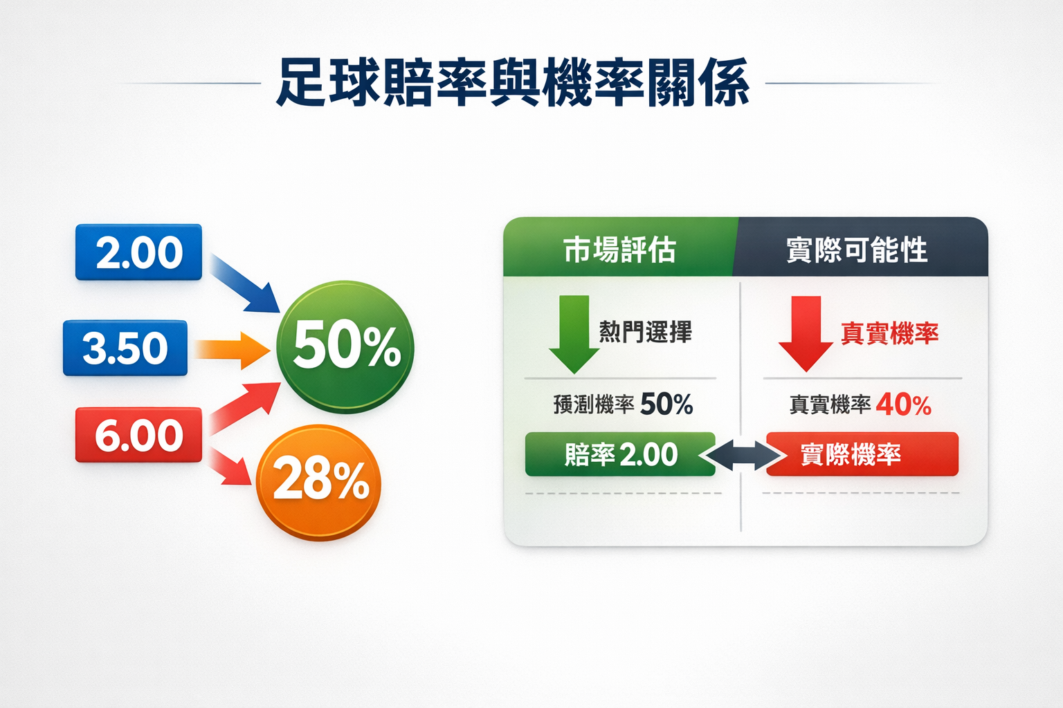 足球賠率與實際機率關係示意